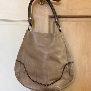 Frye Melissa Whipstitched Grey Leather Hobo Bag